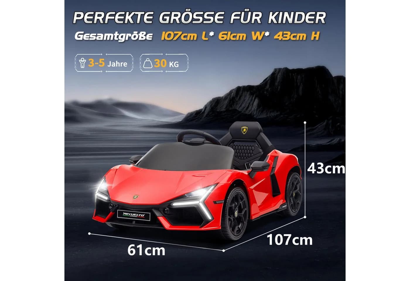 LALAHO Elektro-Kinderauto Lamborghini Revuelto 12V Rot