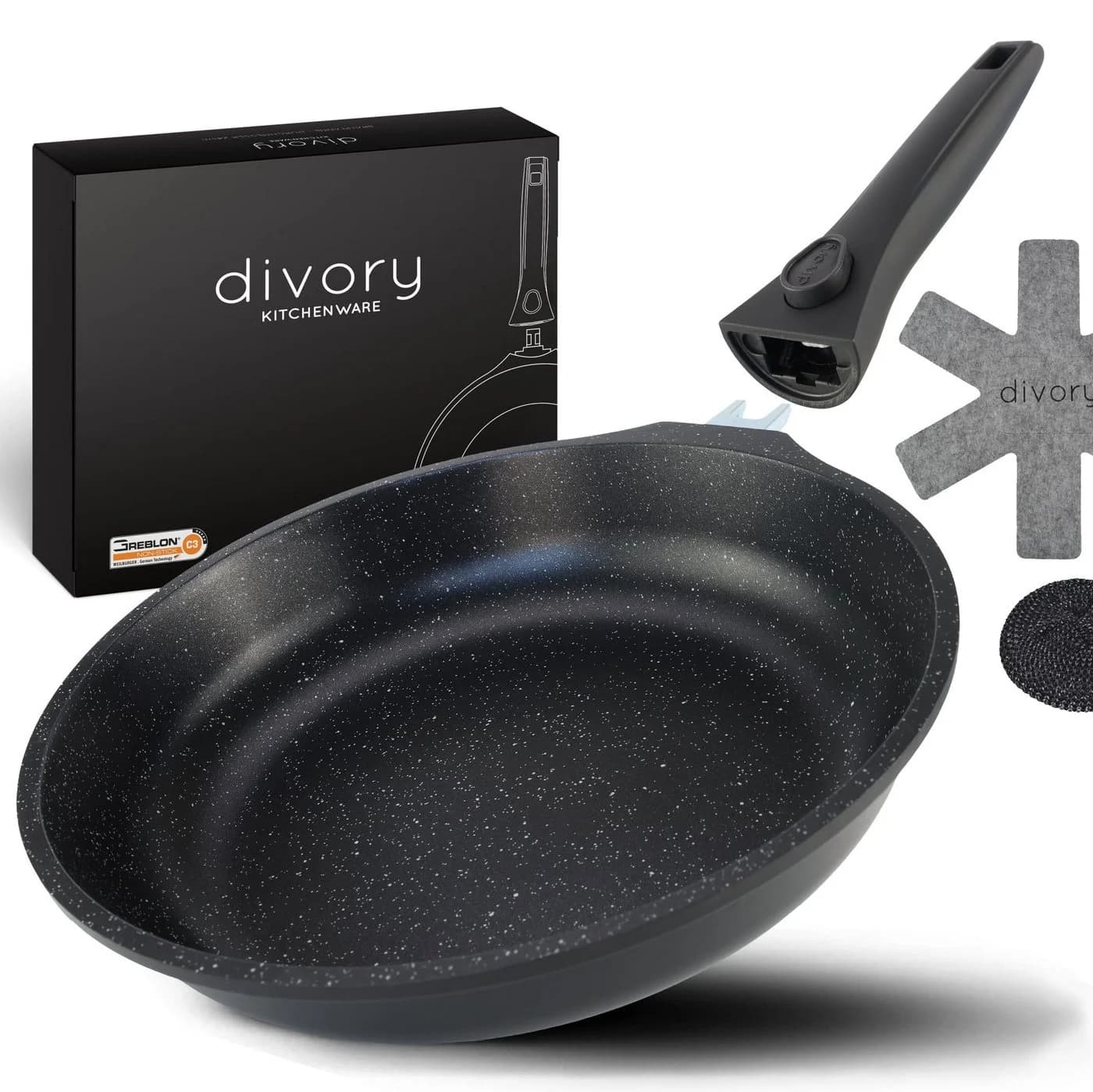 divory Bratpfanne mit abnehmbarem Griff Induktion Aluminium Schwarz - Bild 2