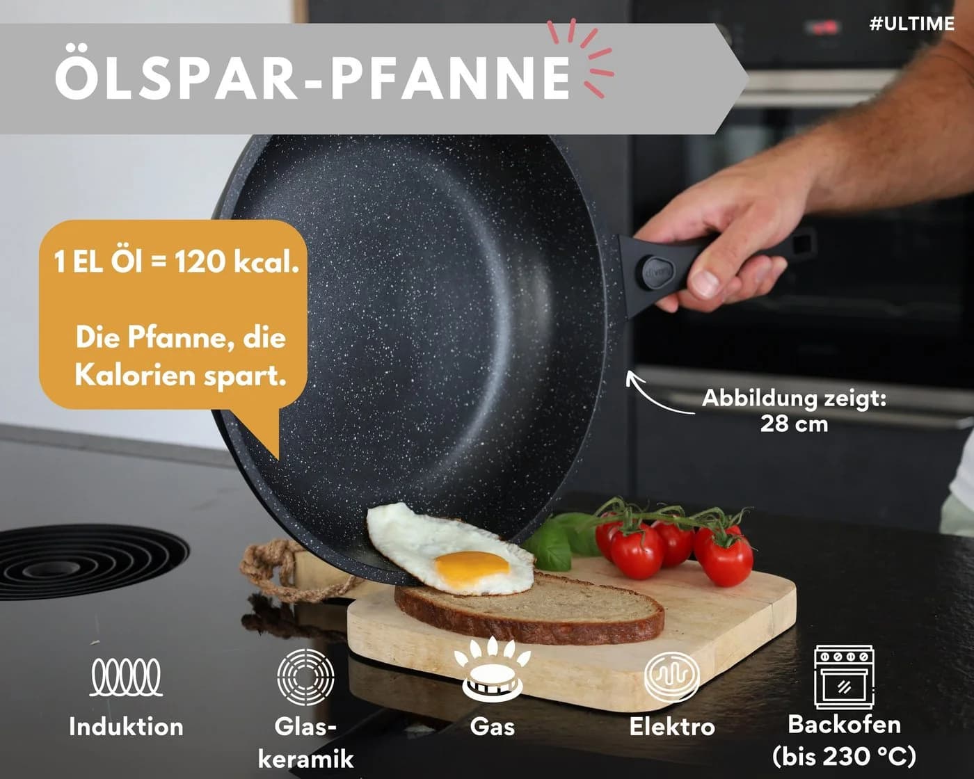 divory Pfannen-Set 3-tlg. Aluminium Antihaft abnehmbarer Griff