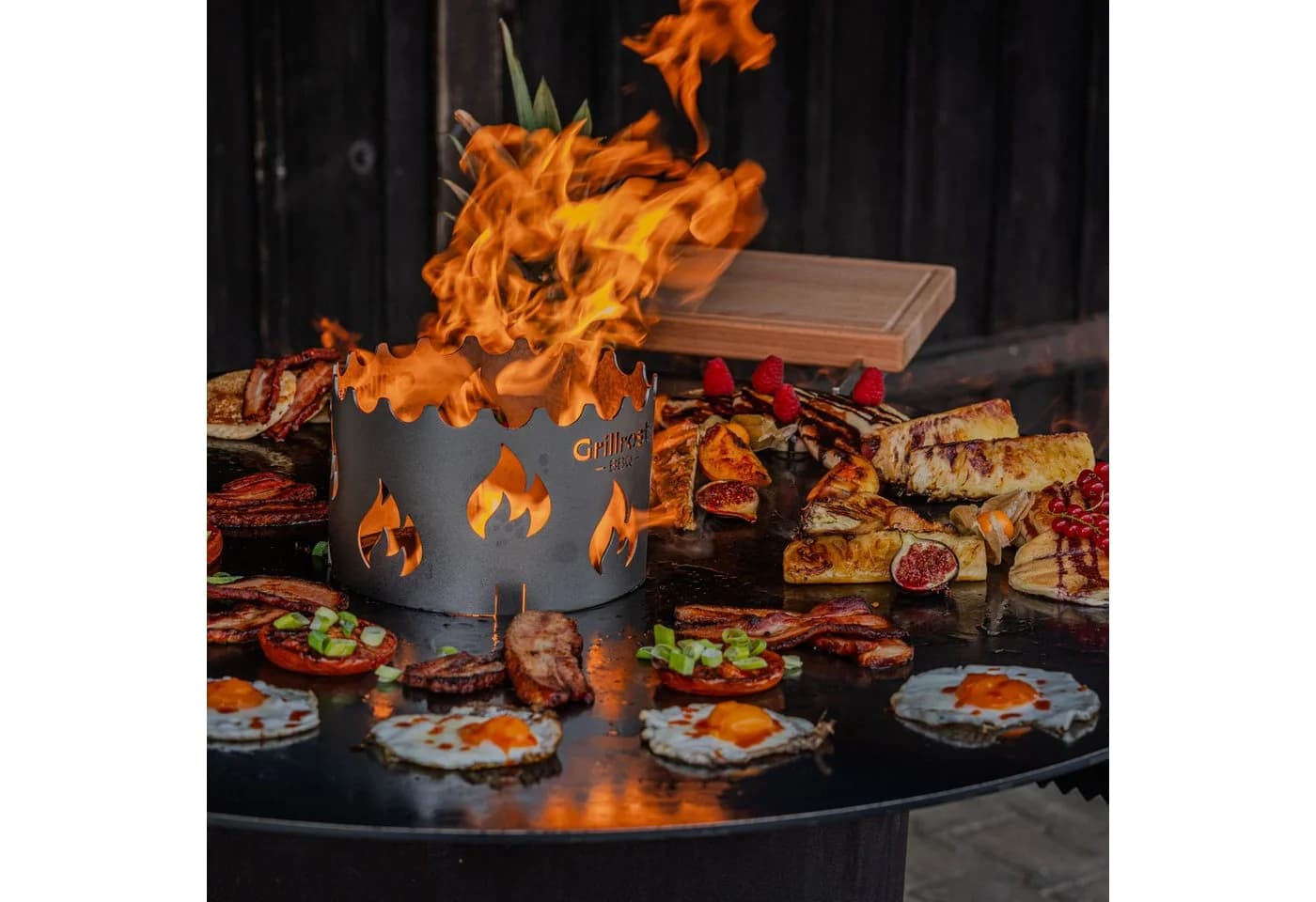 Grillrost.com BBQ Feuerplatte 80cm Feinkornstahl Silber