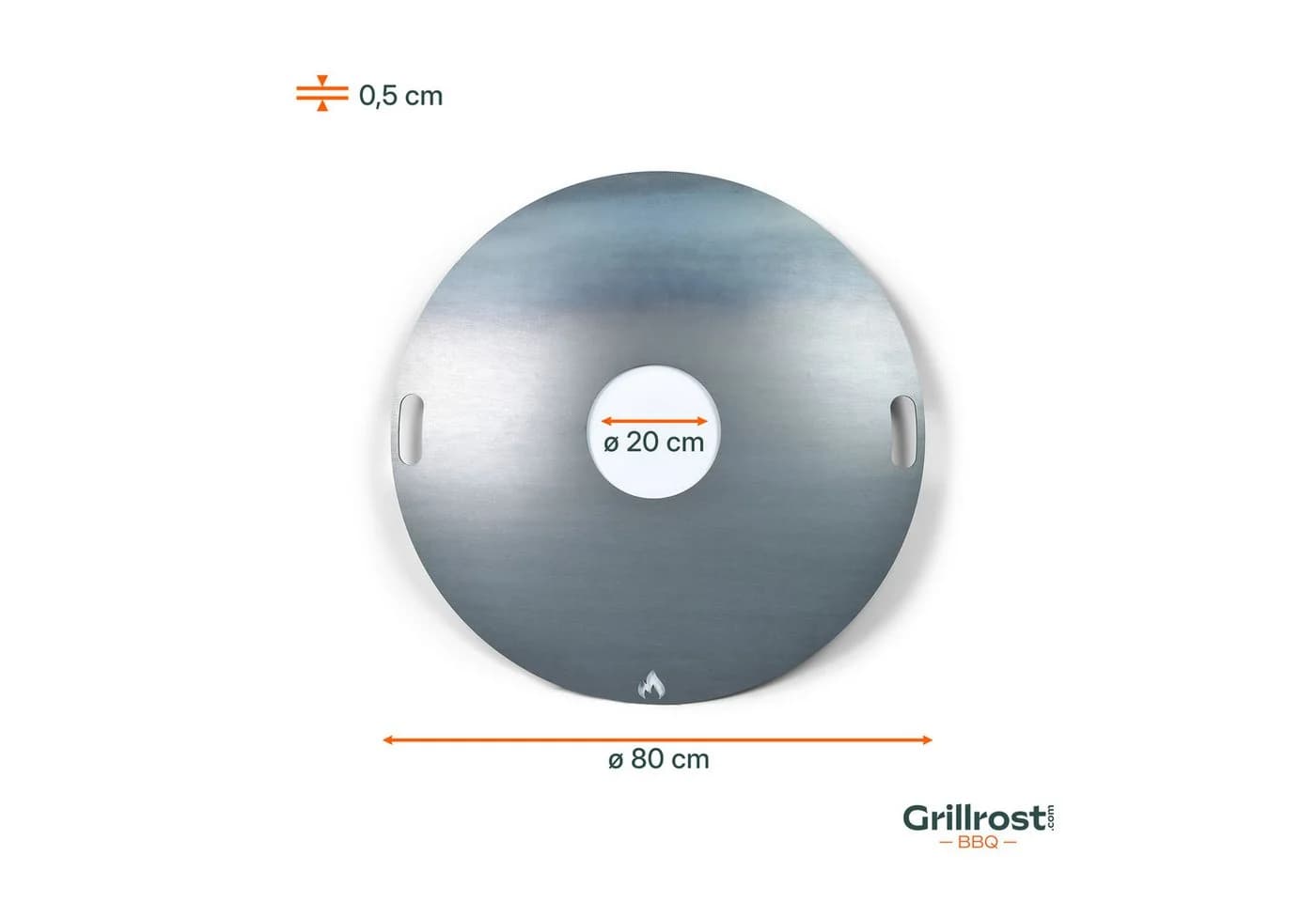 Grillrost.com BBQ Feuerplatte 80cm Feinkornstahl Silber - Bild 4