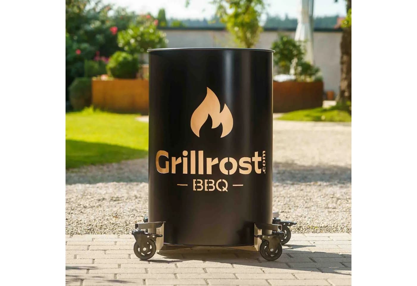 Grillrost.com BBQ Personalisierte Feuertonne Silber Made in Germany