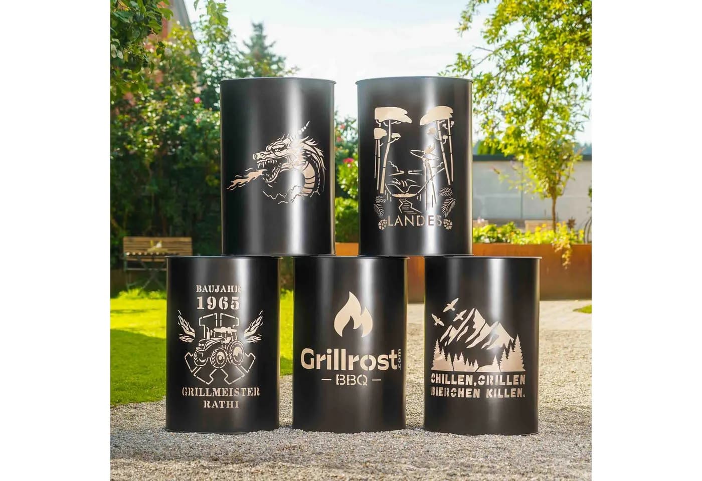 Grillrost.com BBQ Personalisierte Feuertonne Silber Made in Germany - Bild 4