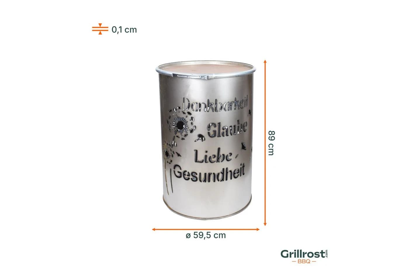 Grillrost.com BBQ Personalisierte Feuertonne Silber Made in Germany - Bild 5