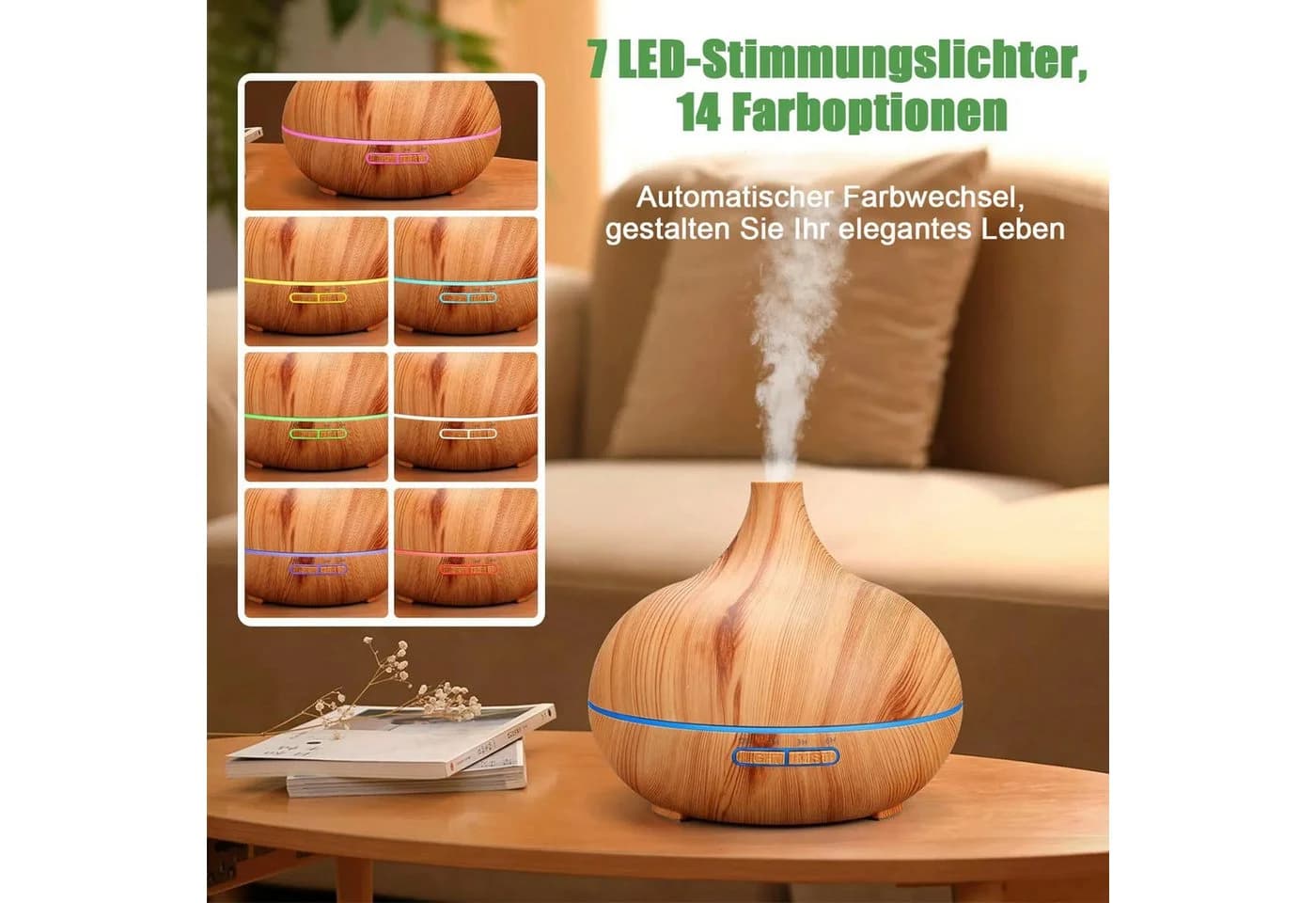 Athlix Diffuser Luftbefeuchter 500ml Ultraschall Aromatherapie - Bild 3