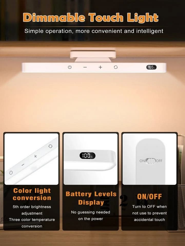 Athlix LED Schreibtischlampe Touch Magnetisch Kabellos
