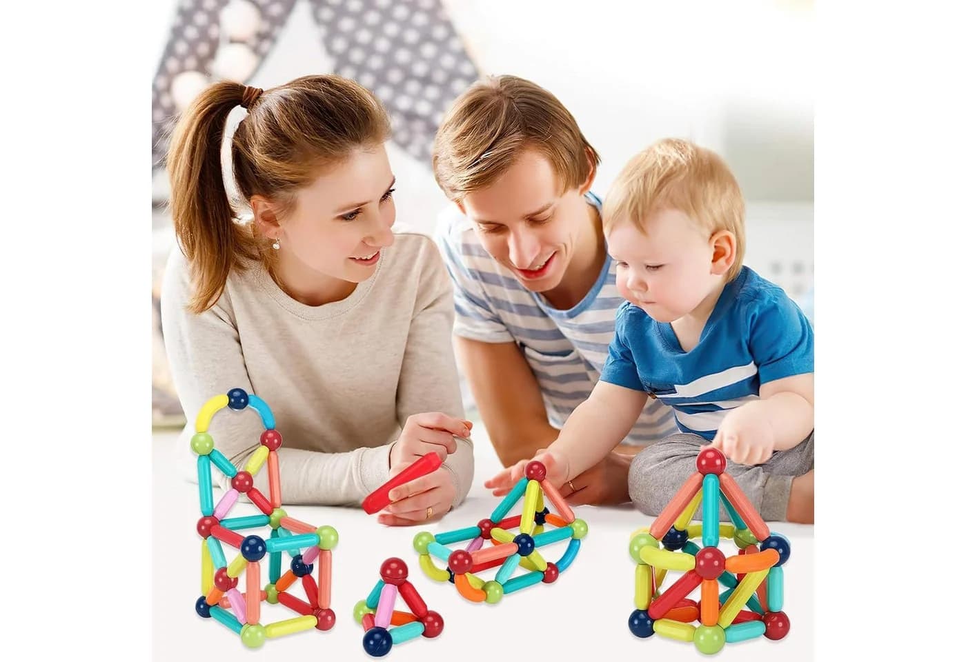 Athlix 84 Magnetische Bausteine Bunt STEM Lernspielzeug Kinder