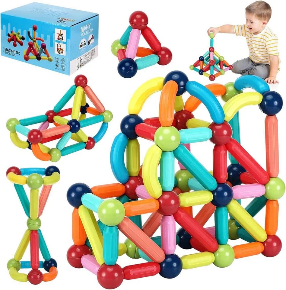 Athlix 84 Magnetische Bausteine Bunt STEM Lernspielzeug Kinder - Bild 2