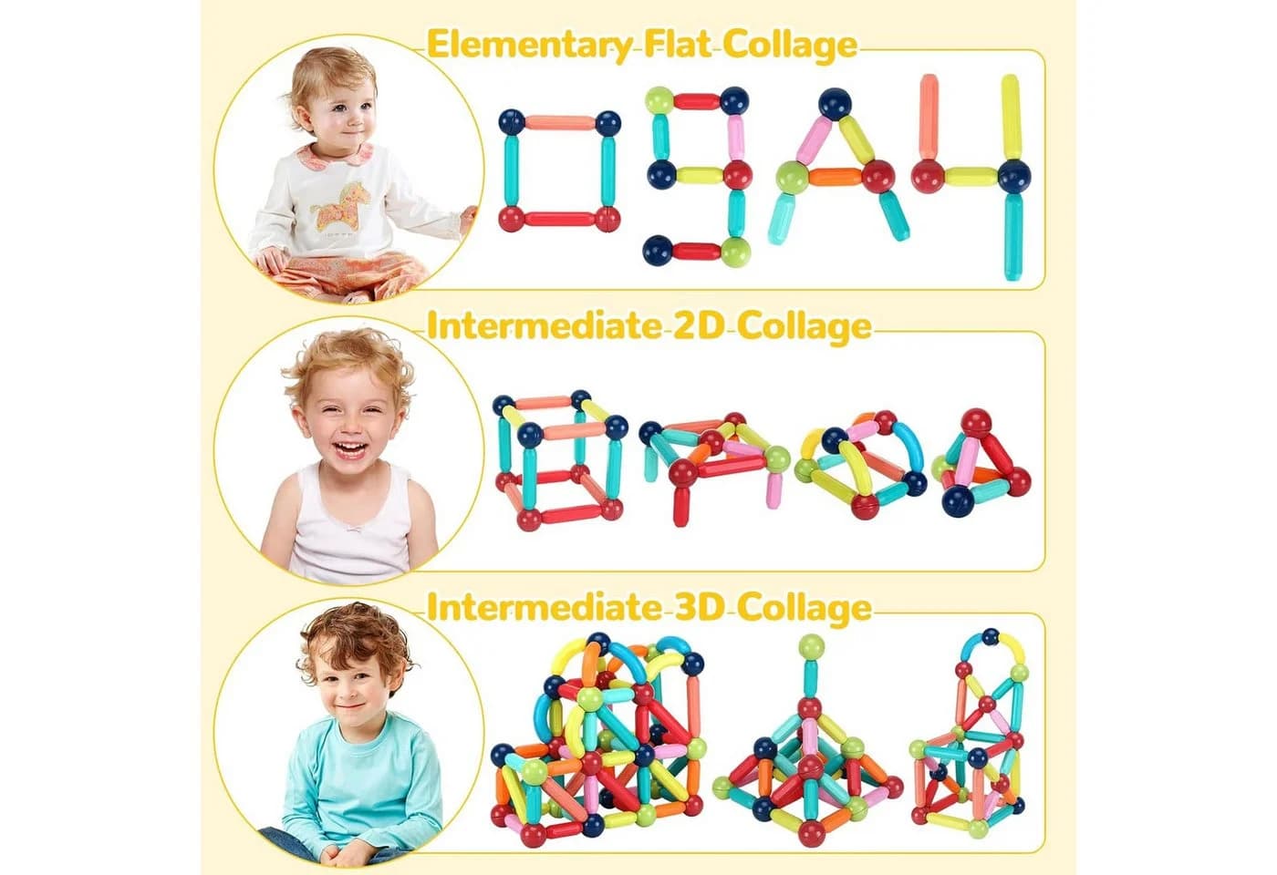 Athlix 84 Magnetische Bausteine Bunt STEM Lernspielzeug Kinder - Bild 5