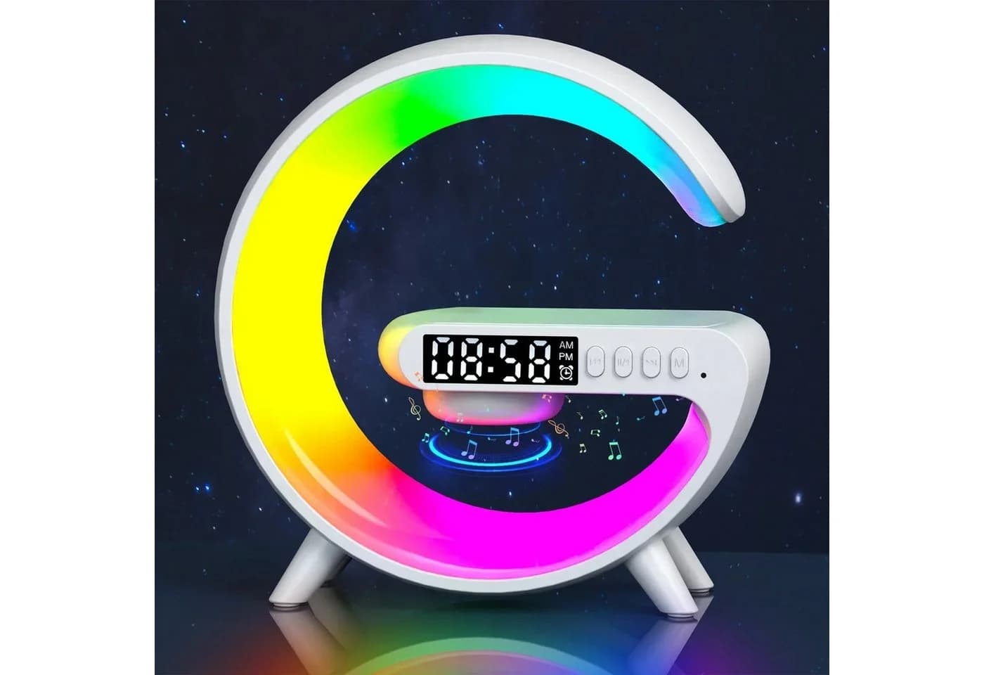 Athlix LED Nachttischlampe 4-in-1 mit 360° Surround-Sound und kabellosem Laden - Bild 2
