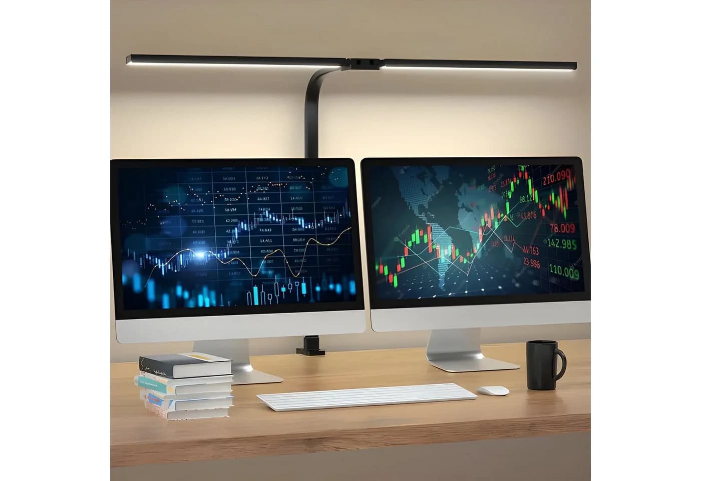 Athlix LED Schreibtischlampe Doppelkopf mit Fernbedienung