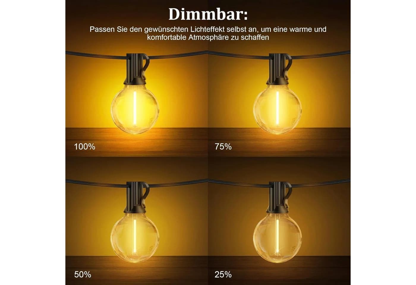 Athlix LED Lichterkette Outdoor G40 Wetterfest Dimmbar