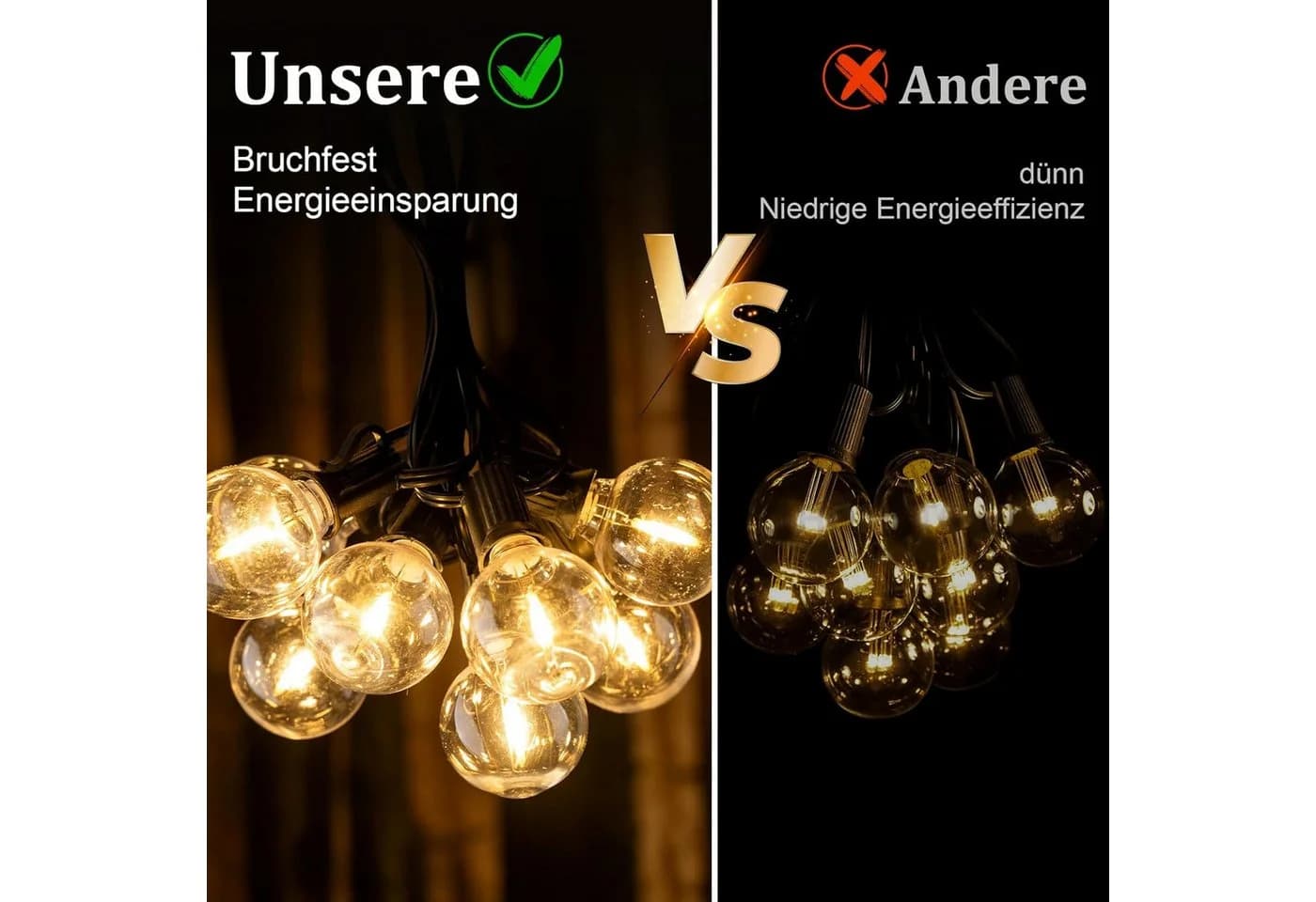 Athlix LED Lichterkette Outdoor G40 Wetterfest Dimmbar - Bild 4