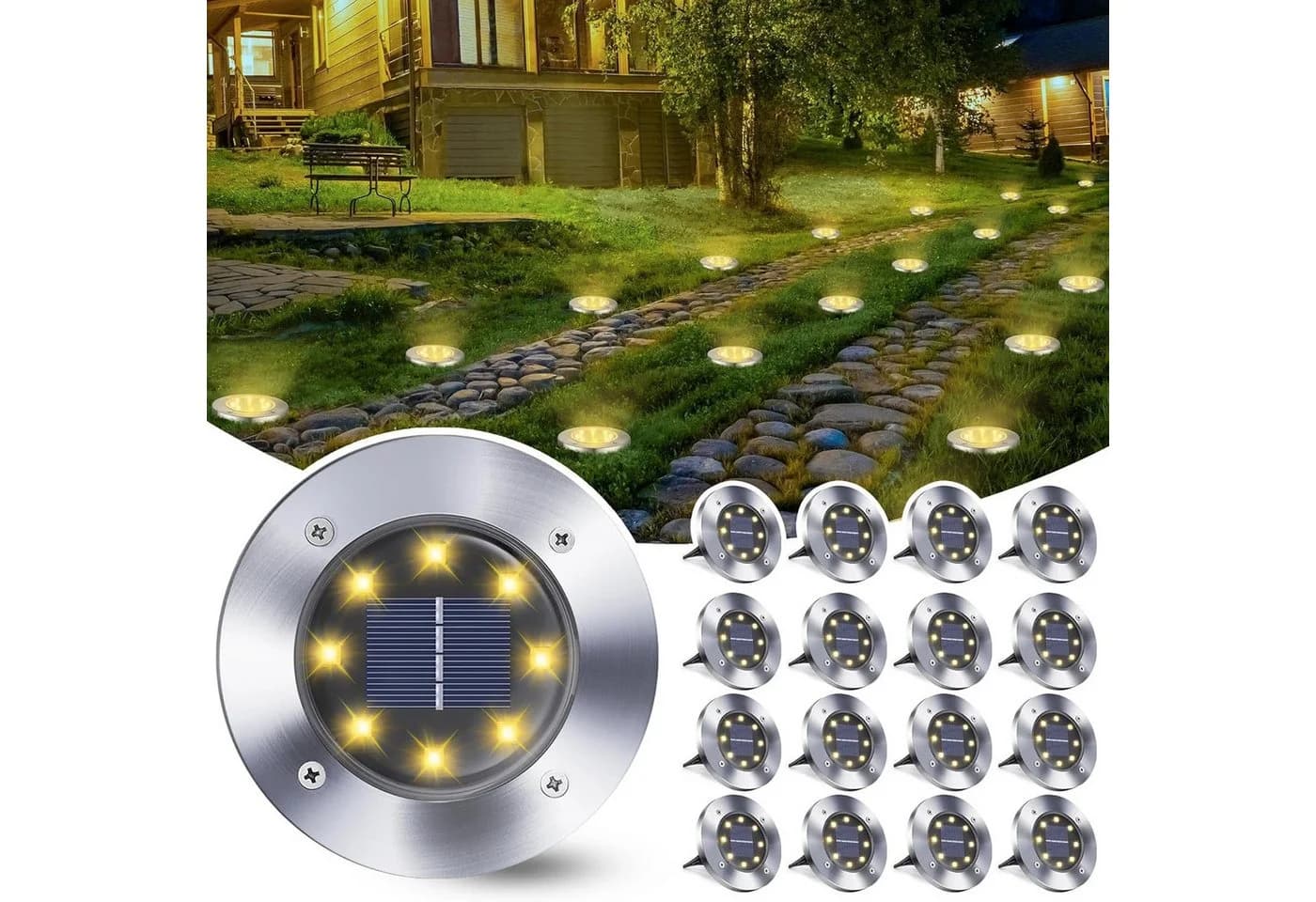 Athlix LED Solar-Bodenleuchte mit 8 LEDs für Garten - Bild 2