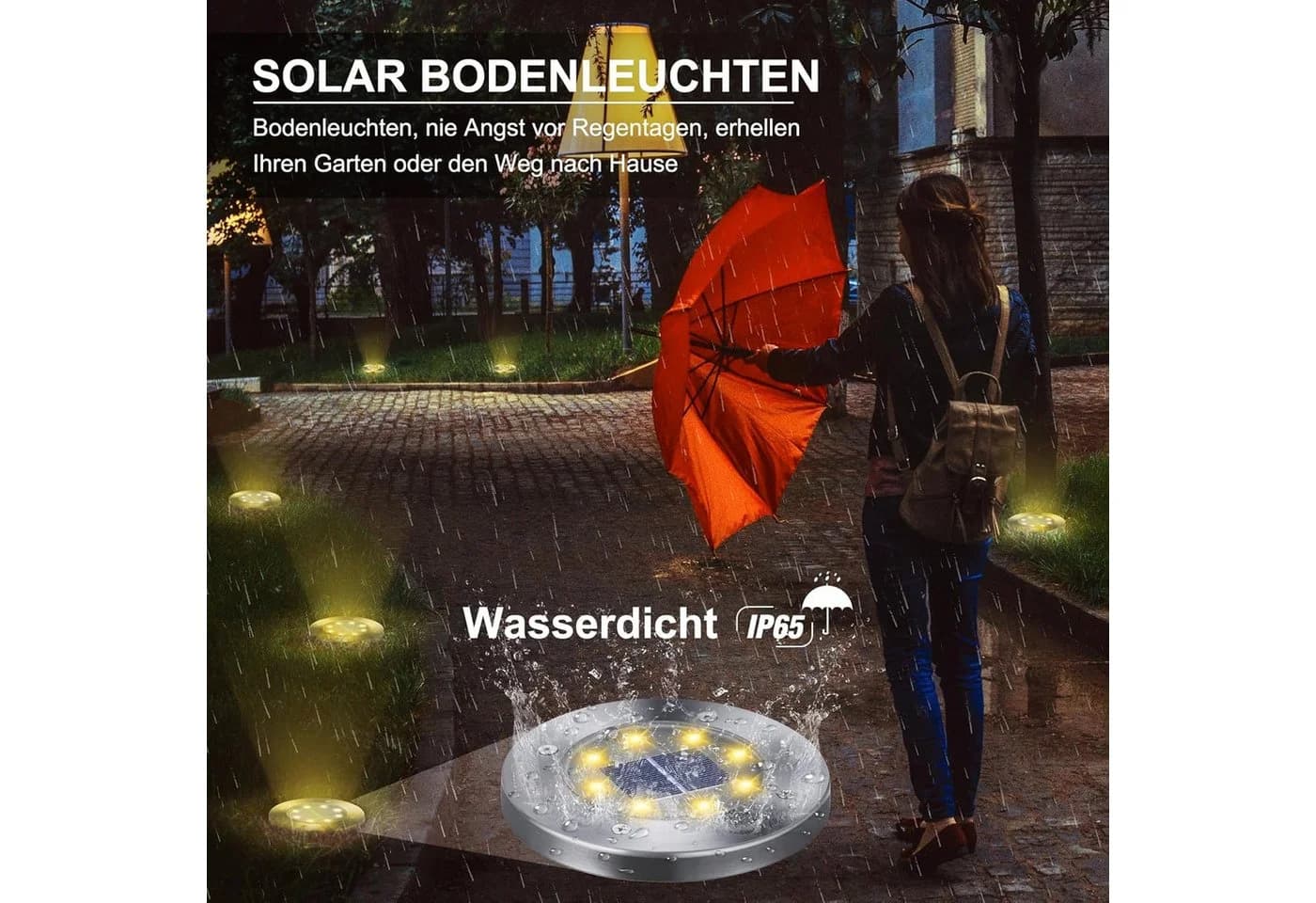 Athlix LED Solar-Bodenleuchte mit 8 LEDs für Garten - Bild 4