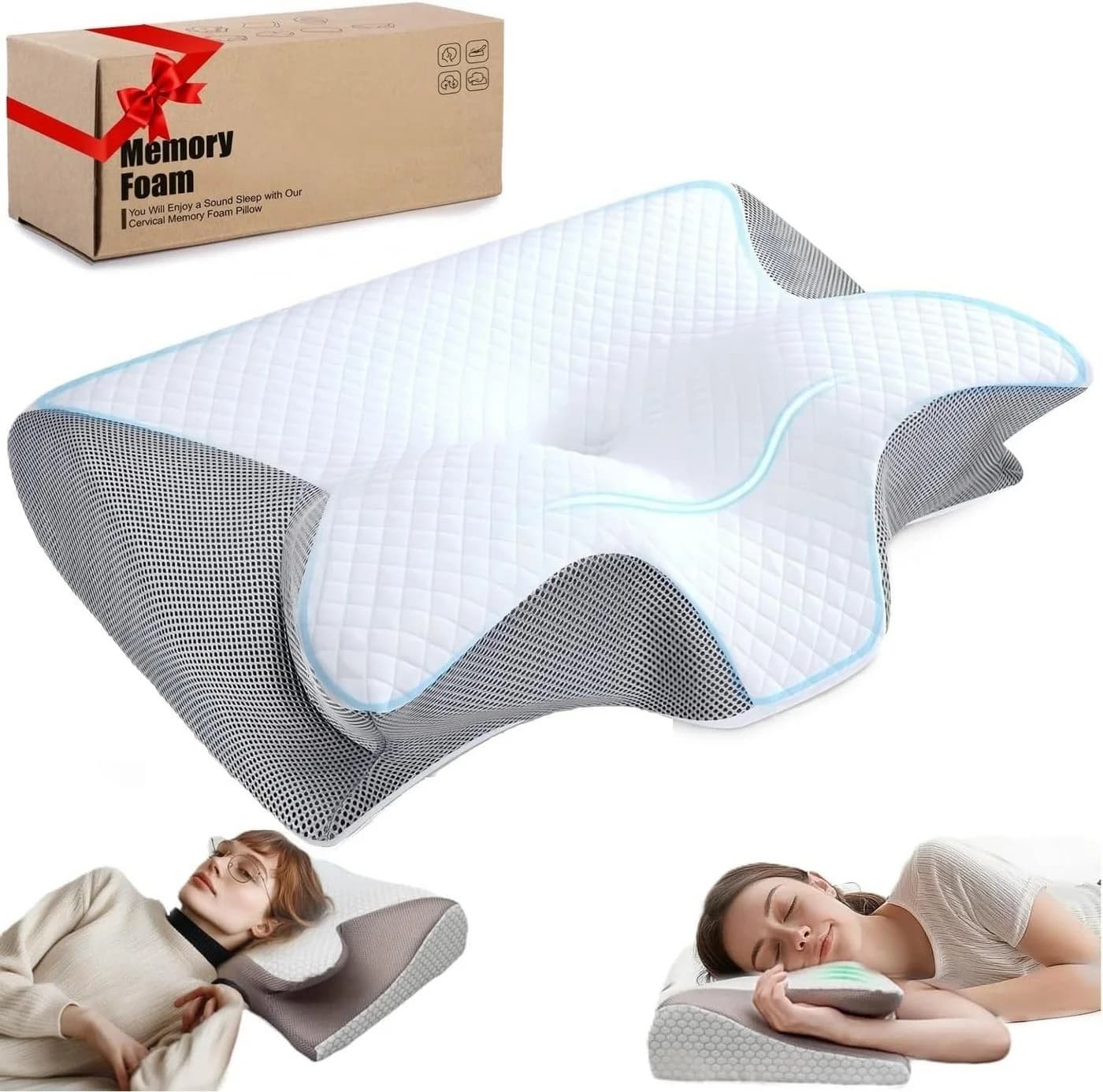 Athlix Nackenkissen Memory Foam Grau Ergonomisch Orthopädisch - Bild 2