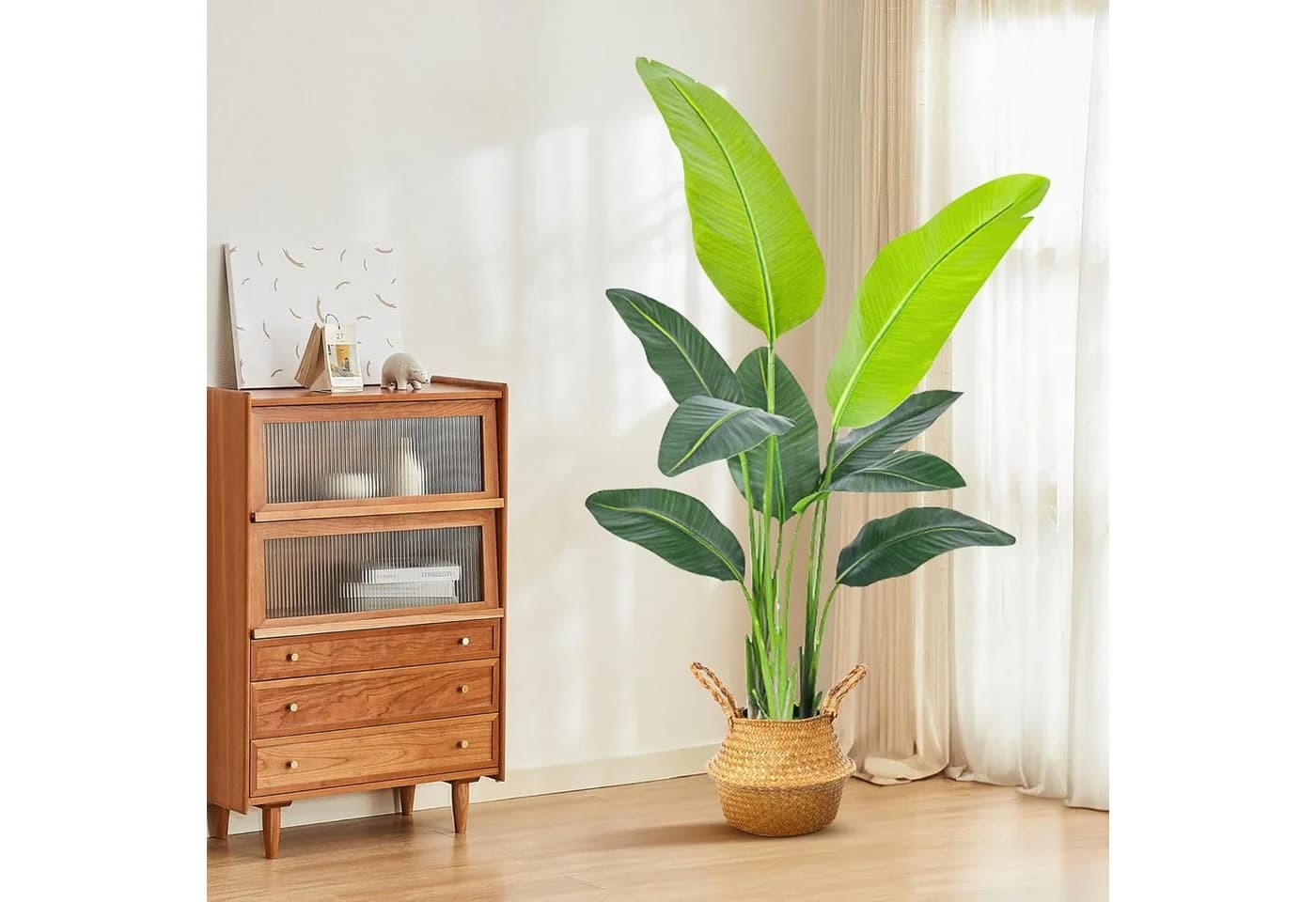 Athlix Kunstpflanze Strelitzie Grün 120 cm