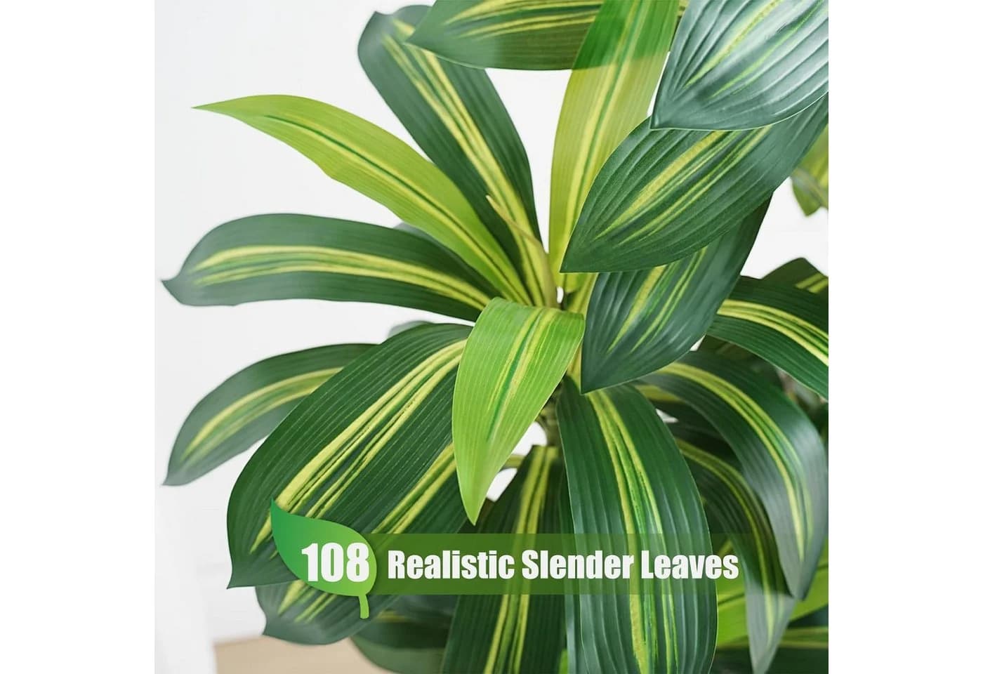 Athlix Kunstpflanze Dracaena 123cm mit Übertopf Grün - Bild 3