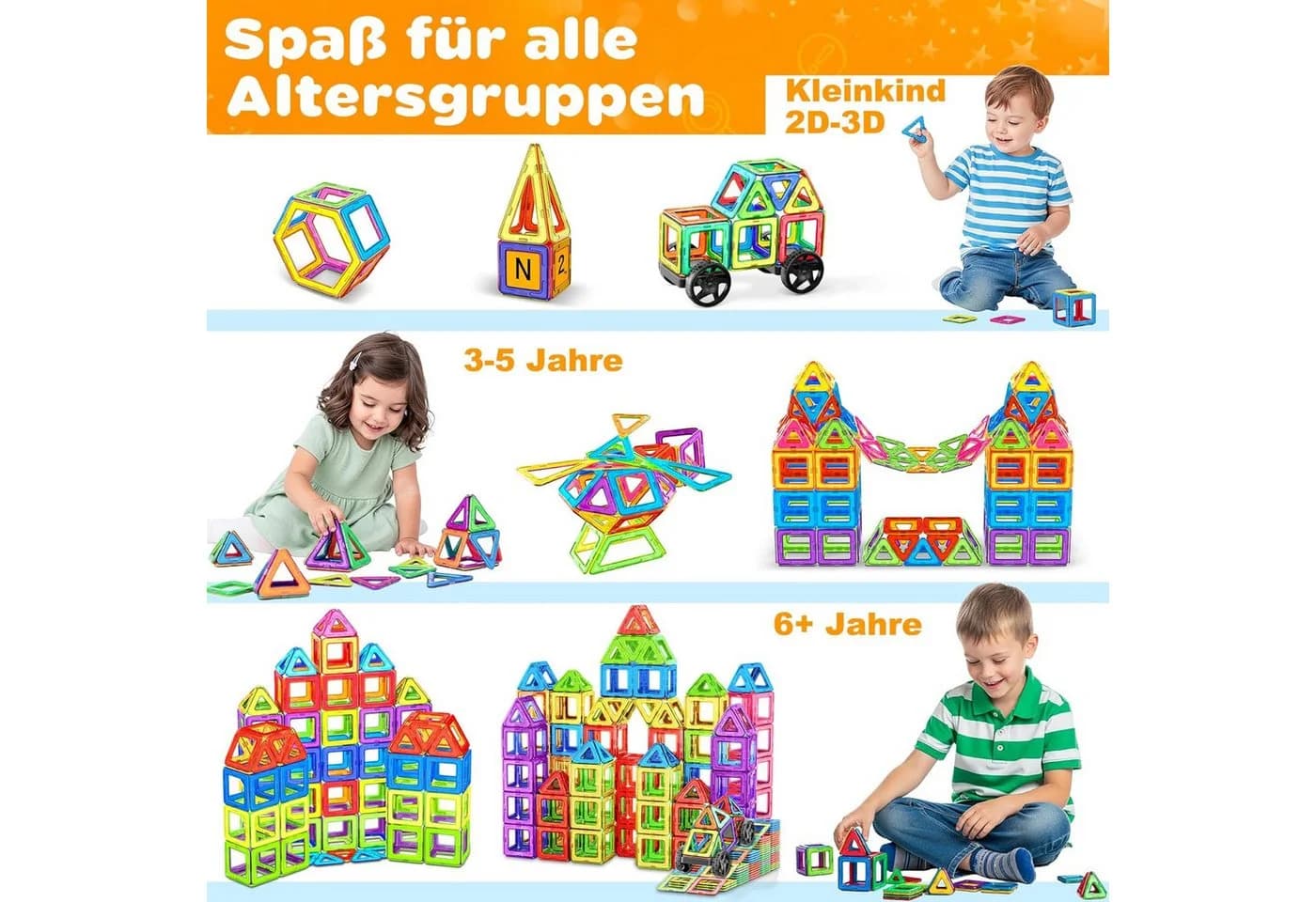 Athlix Magnetische Bausteine Bunt 3D STEM Lernspielzeug