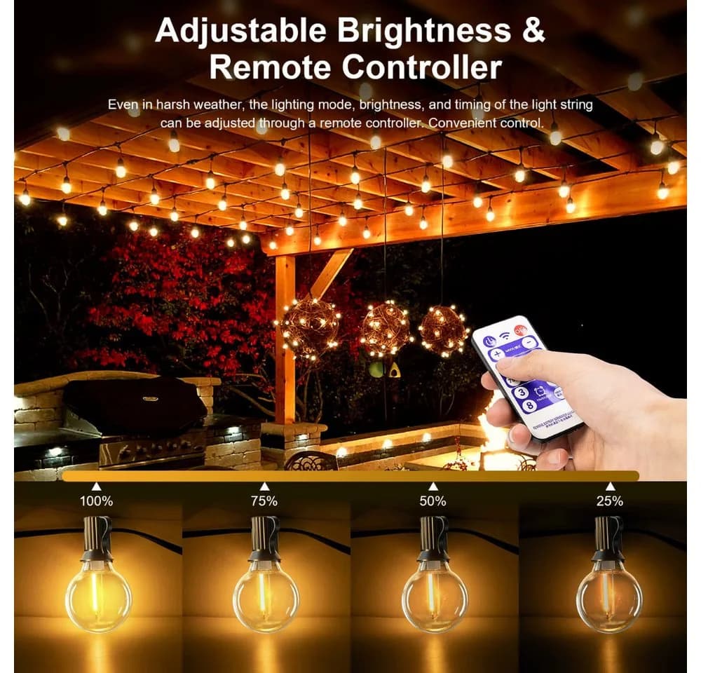 Athlix Solar-LED-Lichterkette G40 mit Fernbedienung, IP65 wasserdicht - Bild 4