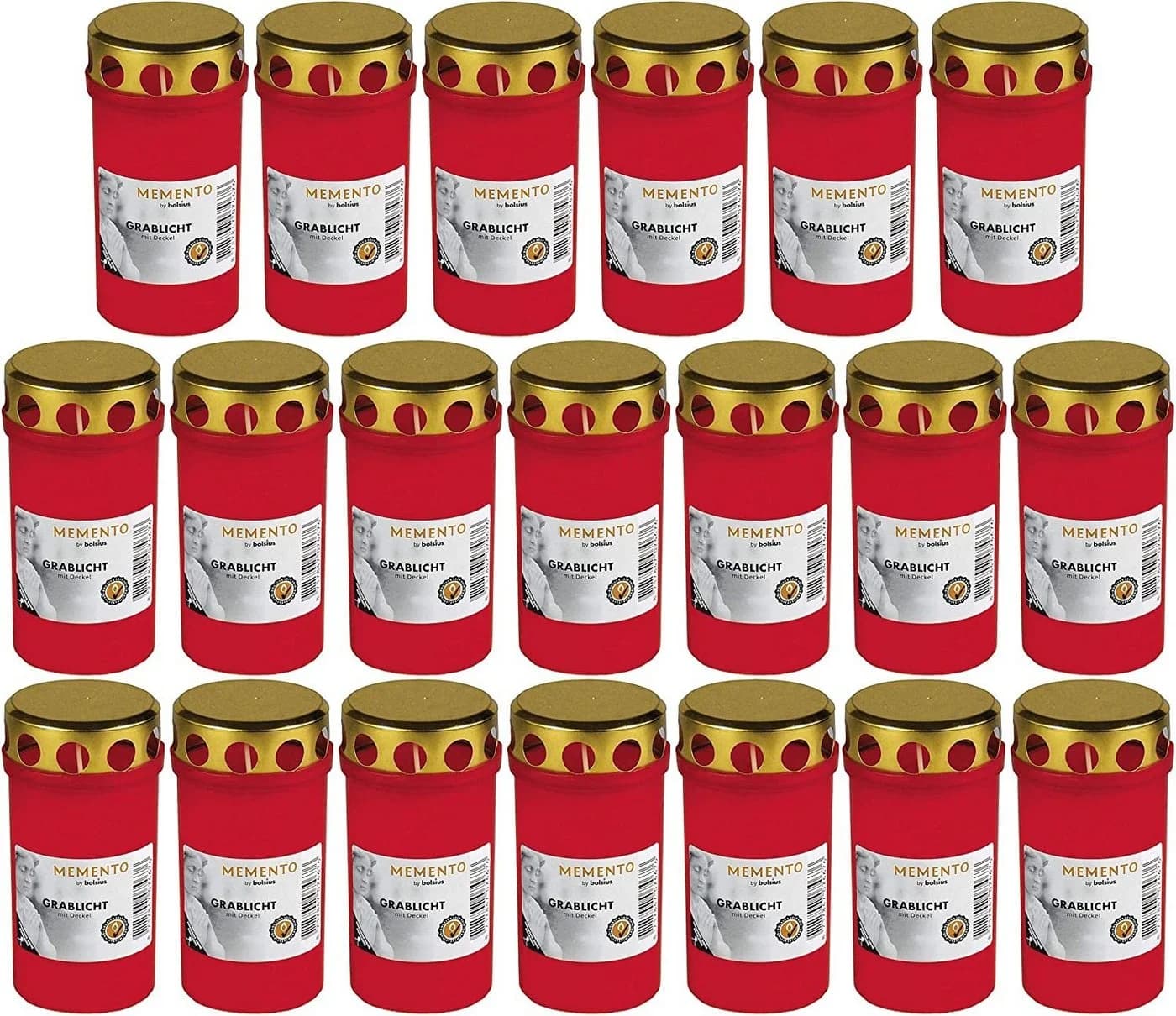 Gut & Günstig Grabkerze 20 Stück Dauerbrenner Rot mit Deckel