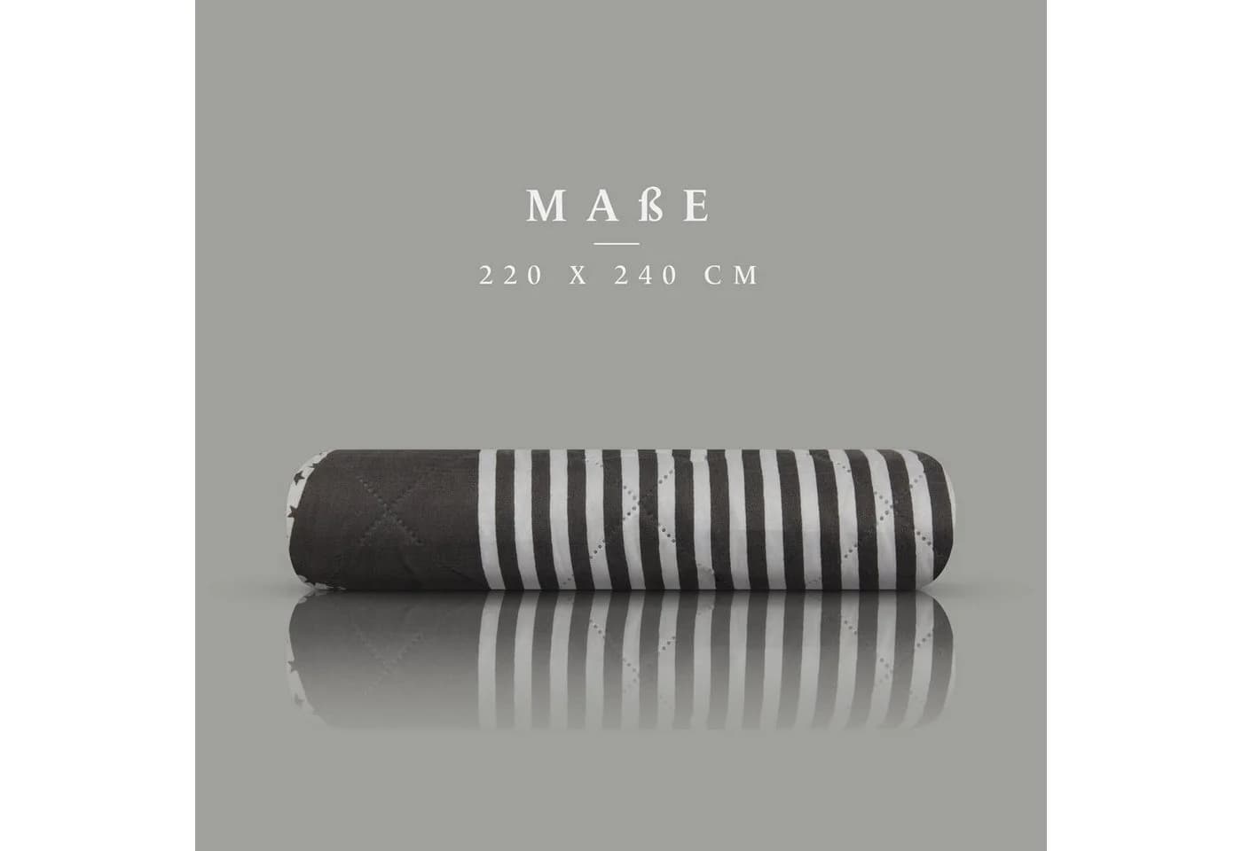 Bestlivings Tagesdecke 220x240 cm Schwarz Polyester Steppung