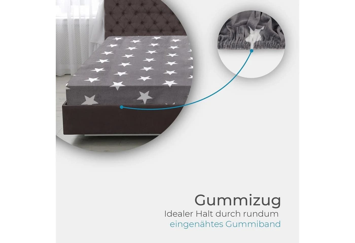 Bestlivings Spannbettlaken Chasmere Touch Anthrazit Sterne Microfaser - Bild 3