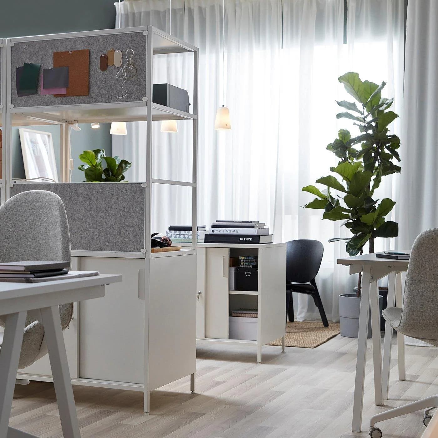 IKEA TROTTEN Schiebetürenschrank mit Notiztafel Weiß