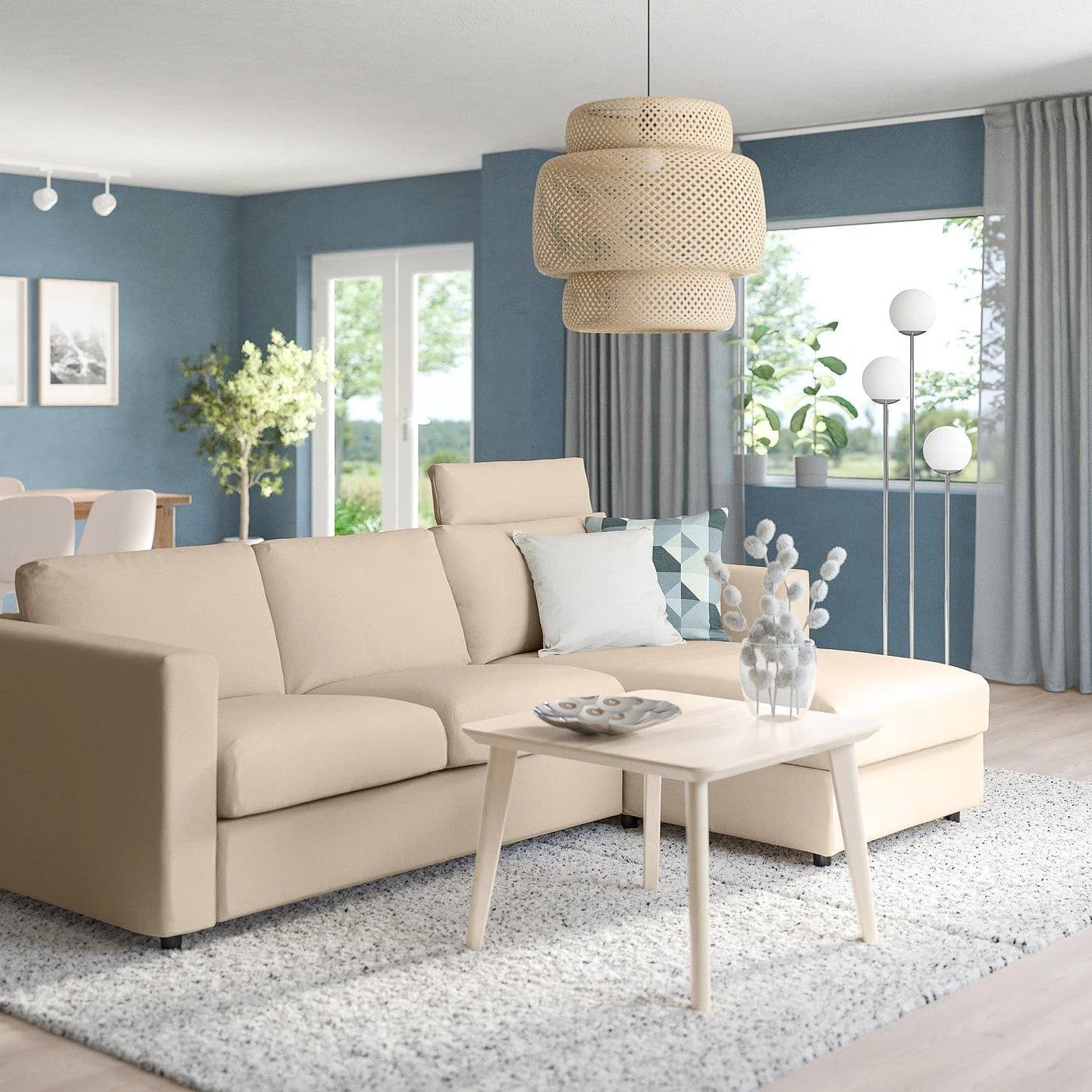 IKEA VIMLE 3er-Sofa mit Récamiere Beige