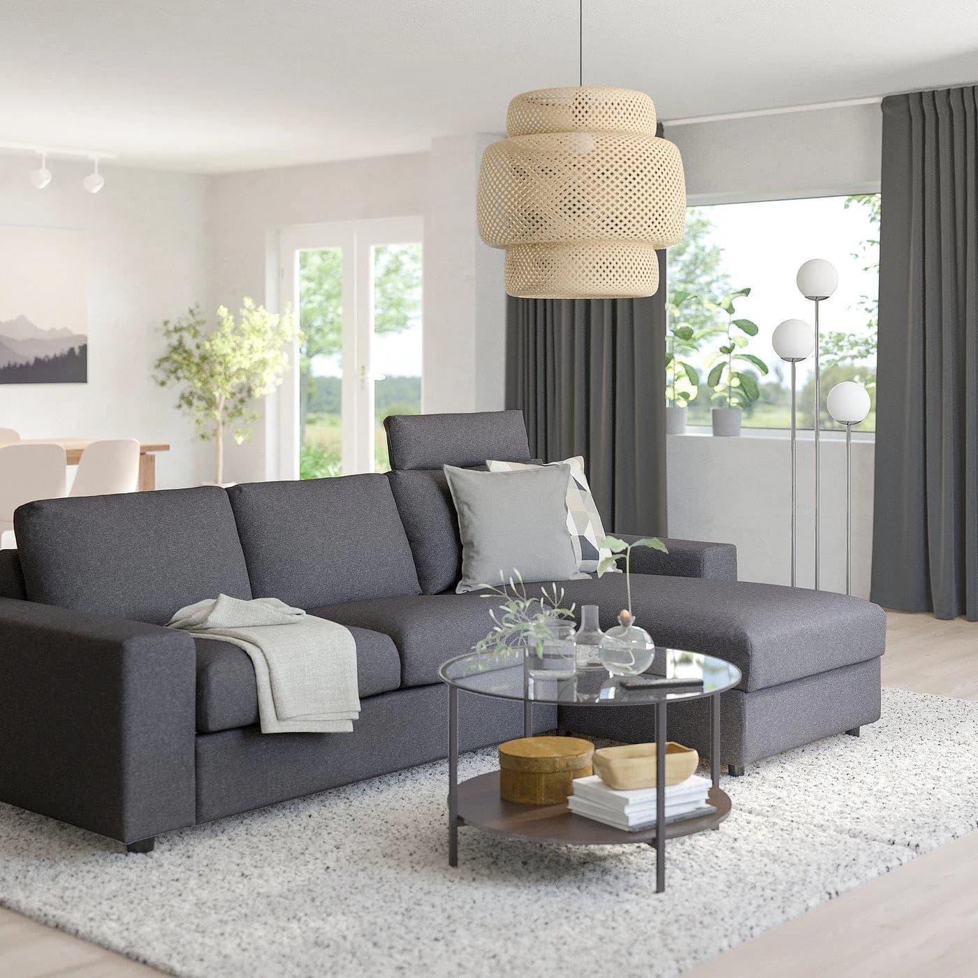 IKEA VIMLE 3er-Sofa mit Récamiere Grau