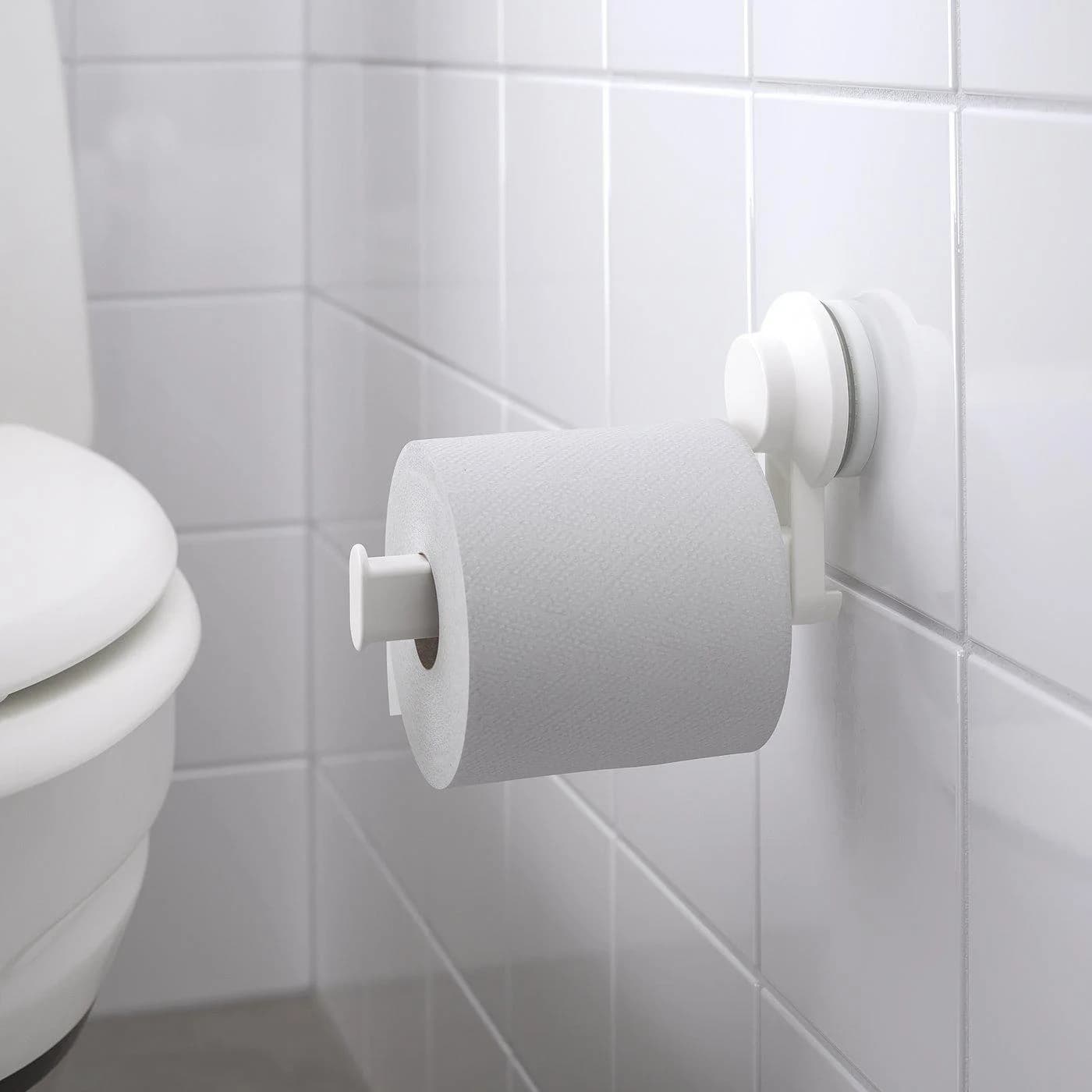 IKEA TISKEN Toilettenpapierhalter mit Saugnapf Weiß