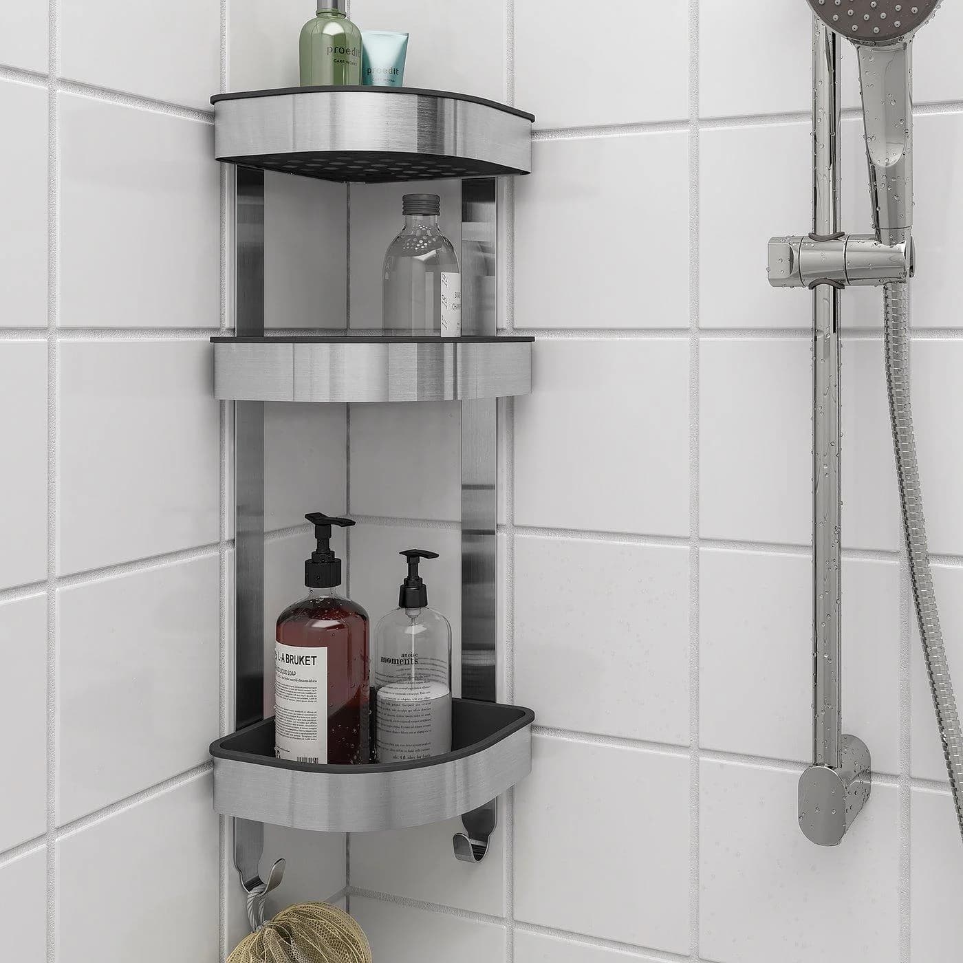 IKEA BROGRUND Wandeckregal Edelstahl Grau