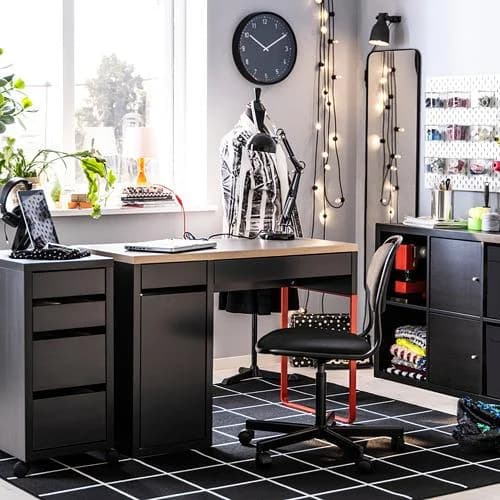 IKEA MICKE Schubladenelement auf Rollen Dunkelbraun