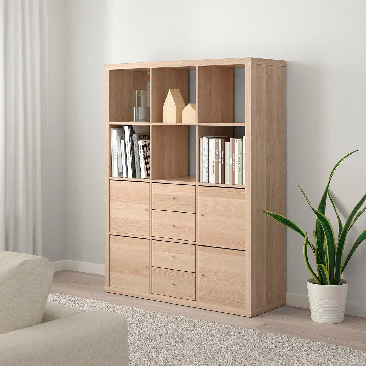 IKEA KALLAX Regal mit 6 Einsätzen Eicheneffekt