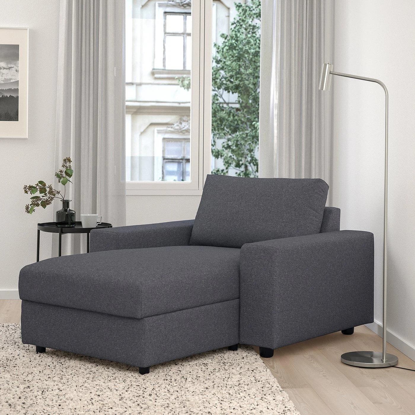 IKEA VIMLE Récamiere Grau mit breiten Armlehnen