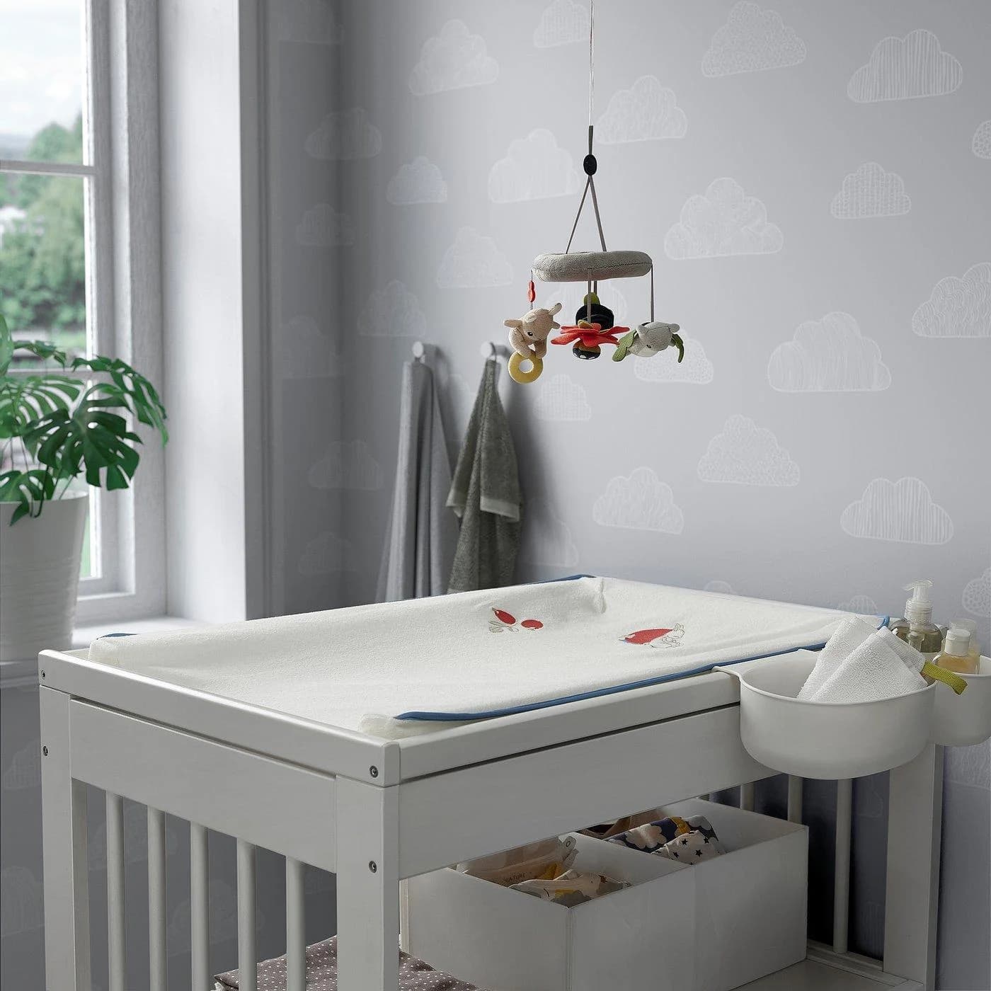 IKEA VÄDRA Bezug für Wickelunterlage Weiß Hasenmuster