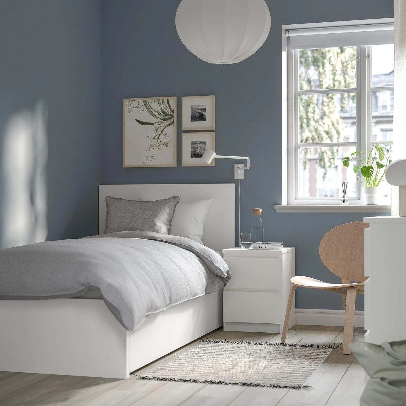 IKEA MALM Bettgestell hoch mit 2 Schubkästen Weiß