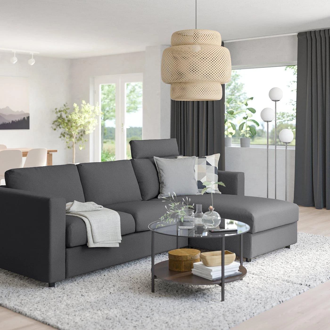 IKEA VIMLE 3er-Sofa mit Récamiere Grau