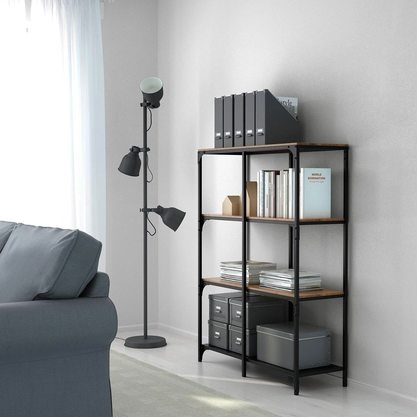 IKEA FJÄLLBO Regal Schwarz Massivholz Metall Industrial Look