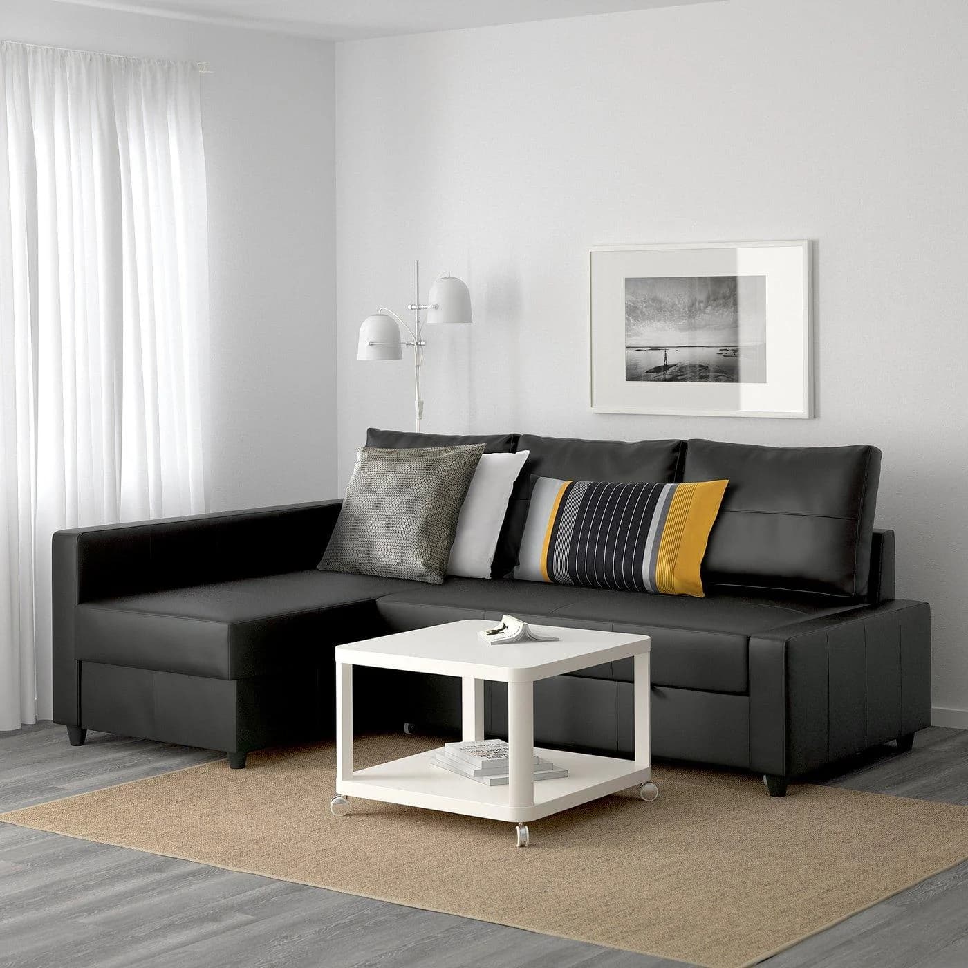 IKEA FRIHETEN Eckbettsofa mit Bettkasten Schwarz