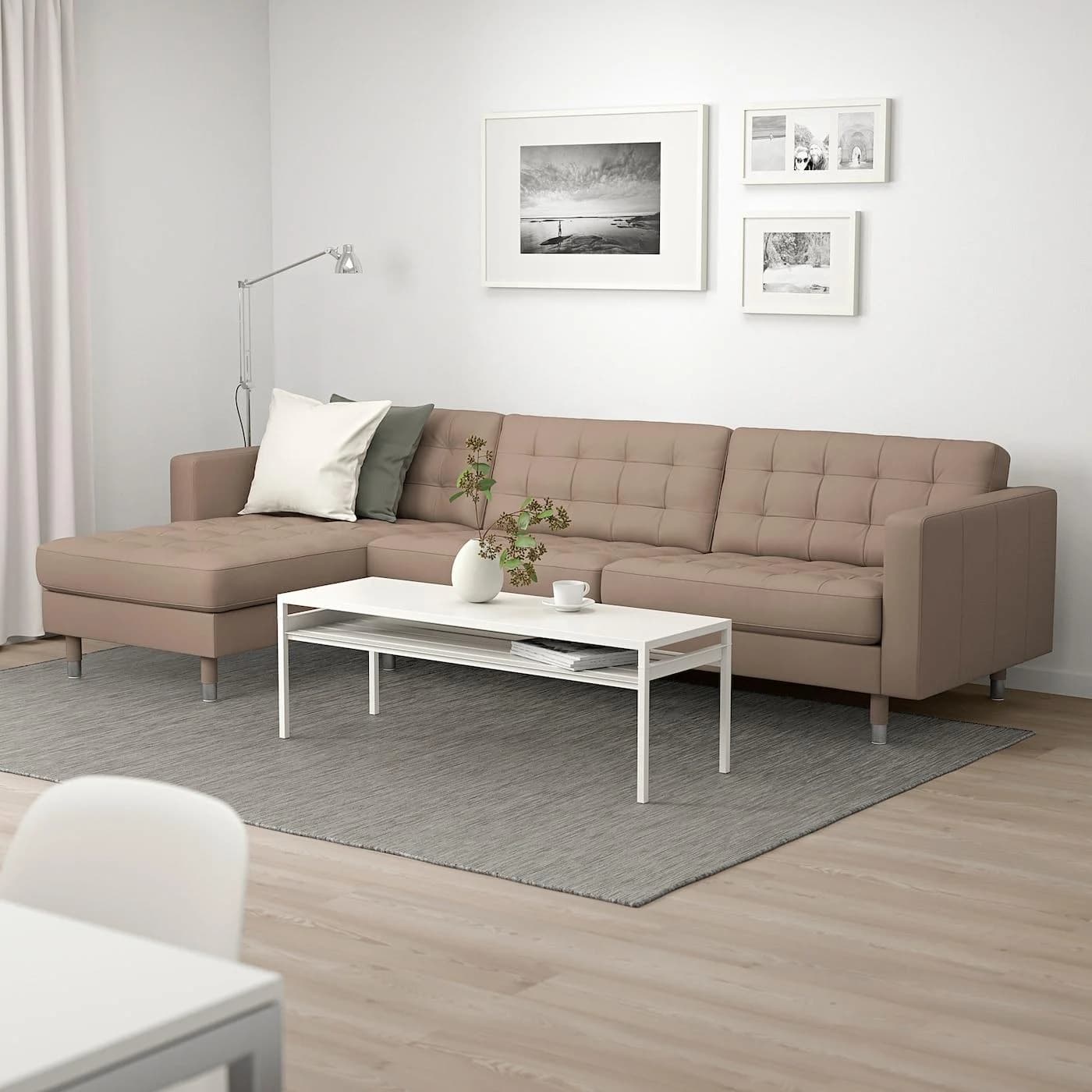 IKEA LANDSKRONA 4er-Sofa Beige/Grau Metall