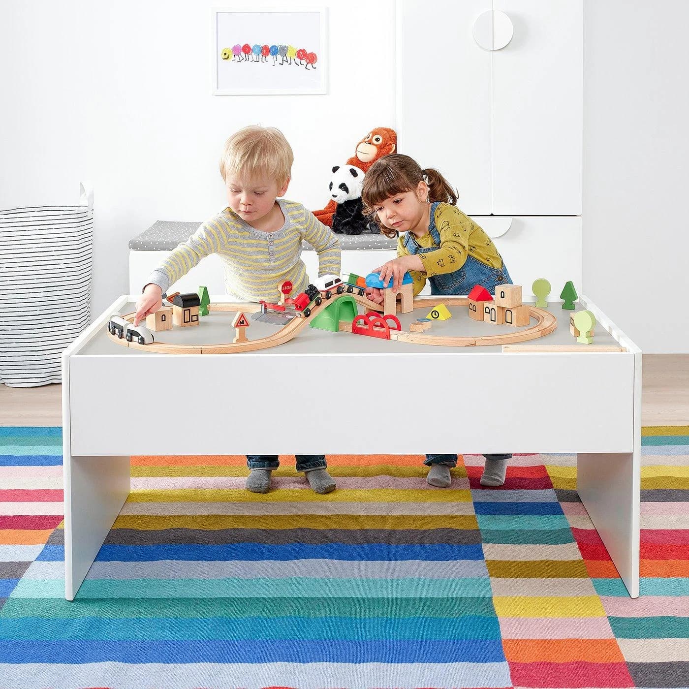 IKEA DUNDRA Spieltisch mit Stauraum Weiß Grau