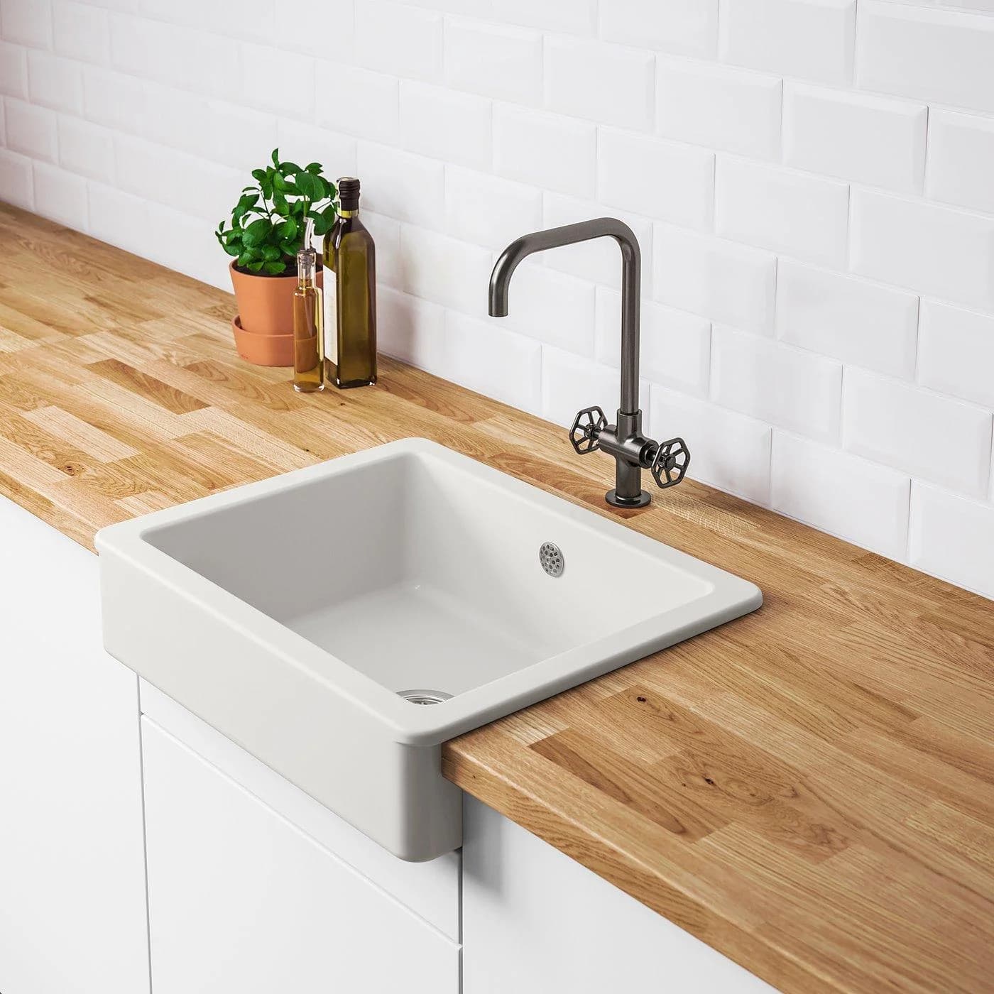IKEA HAVSEN Spülbecken mit Frontblende Weiß Keramik