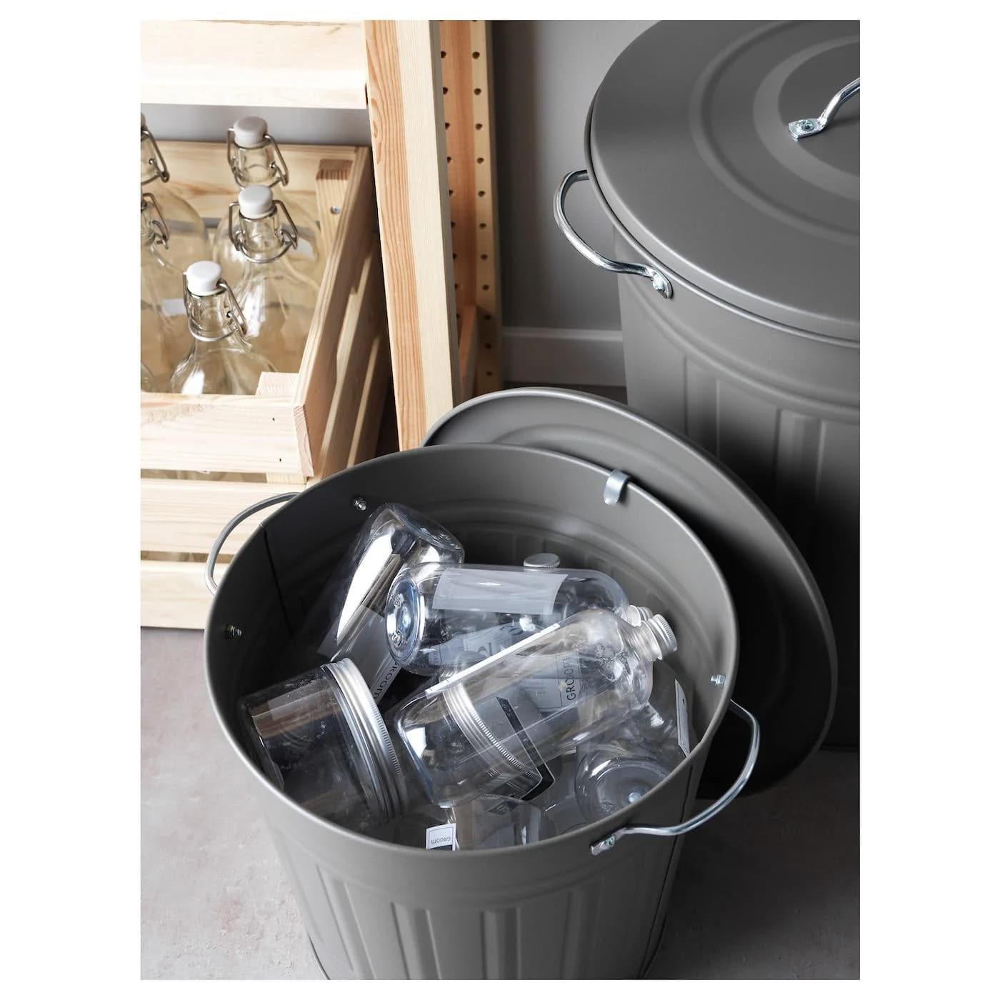IKEA KNODD Tonne mit Deckel Grau