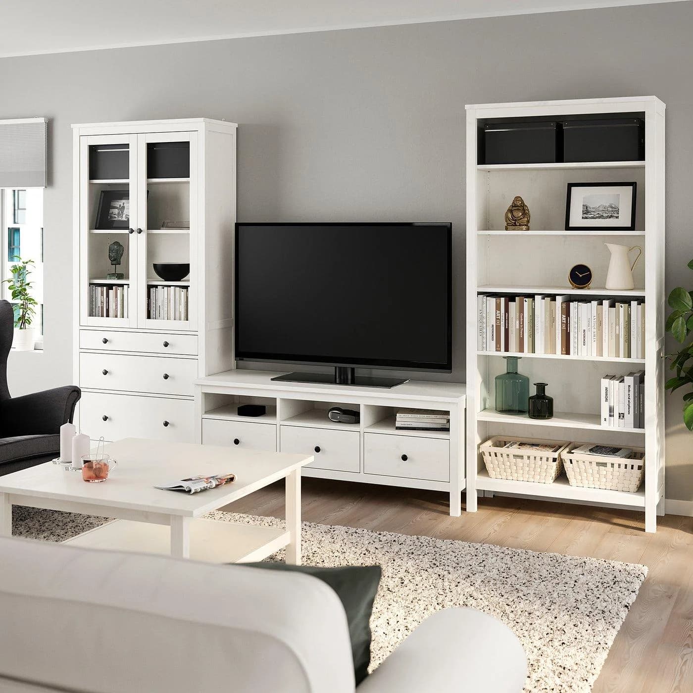 IKEA HEMNES TV-Möbel Kombination Weiß Gebeizt