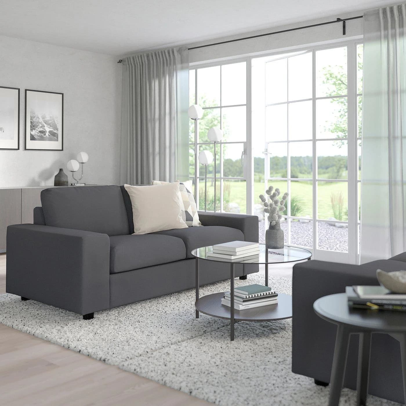 IKEA VIMLE 2er-Sofa Grau mit breiten Armlehnen