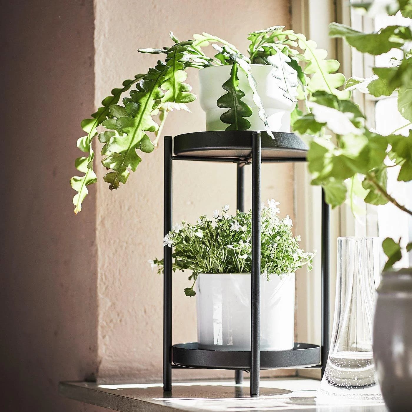 IKEA OLIVBLAD Blumenständer Schwarz Mehrere Ebenen