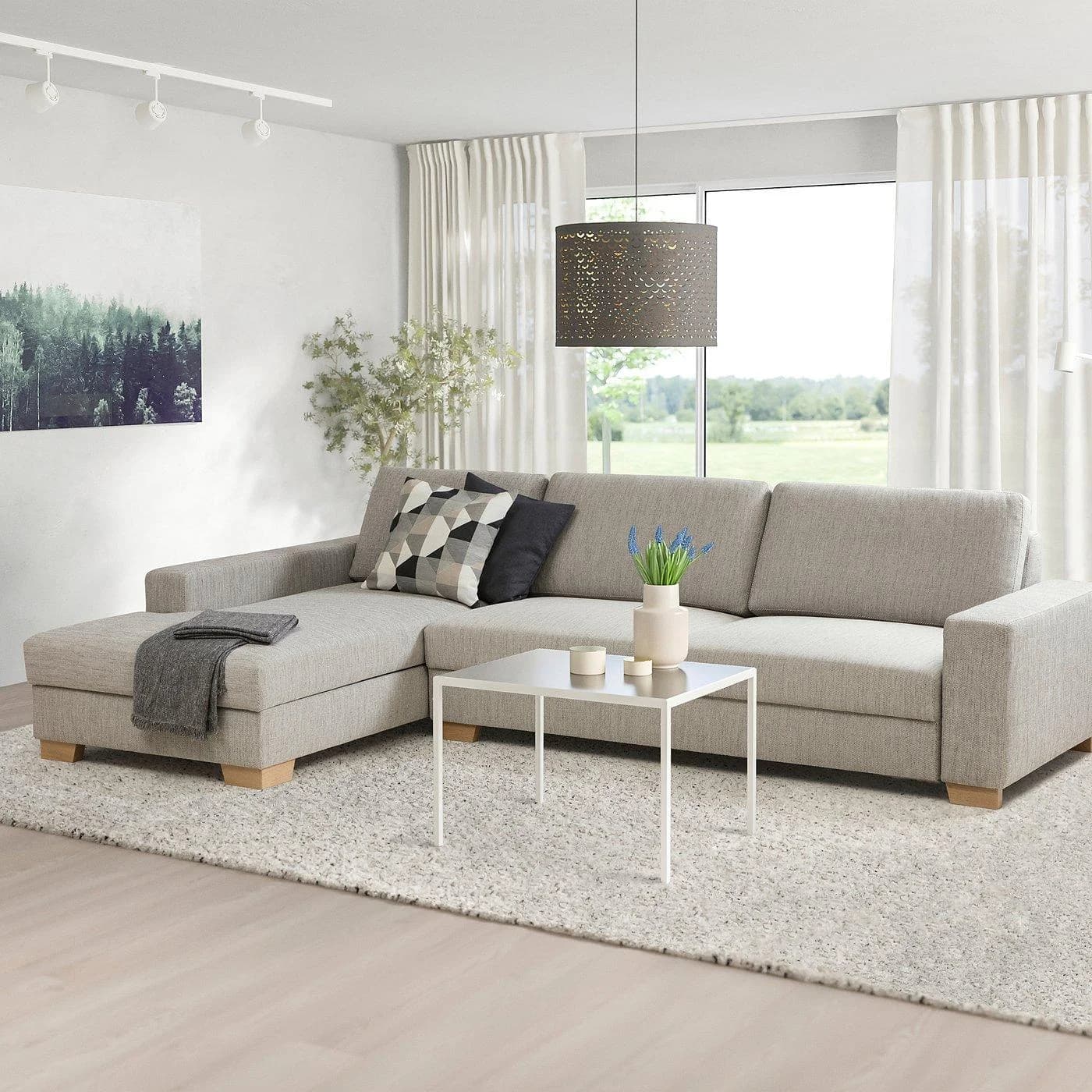 IKEA SÖRVALLEN 4er-Sofa mit Récamiere Beige Braun