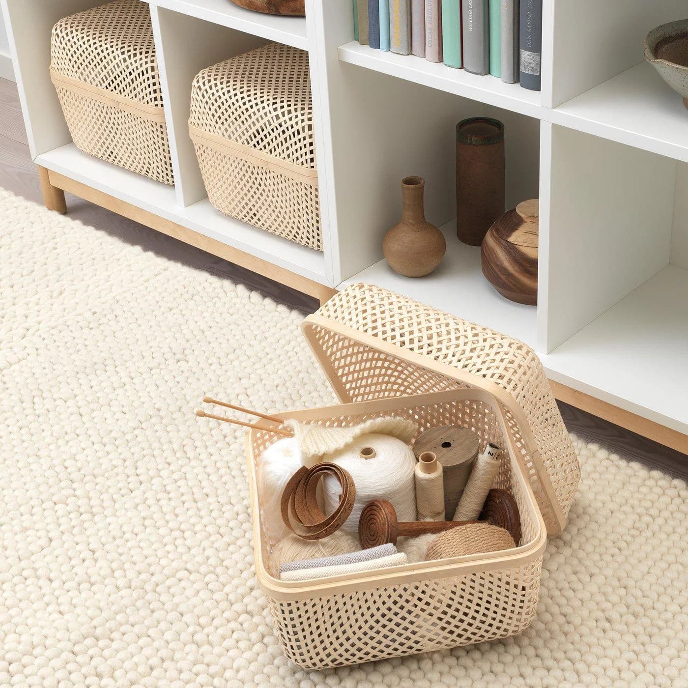 IKEA SMARRA Box mit Deckel Naturfarben Bambus