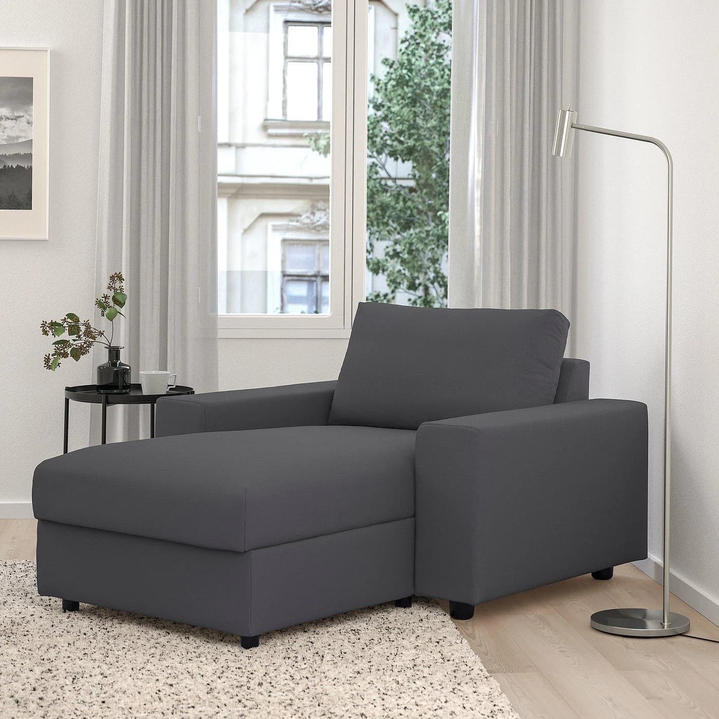 IKEA VIMLE Récamiere Grau mit breiten Armlehnen
